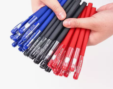 中性笔黑红色笔芯子弹头针管0.5学生考试学...