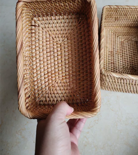 越南藤编收纳筐 纯手工藤编编织收纳篮  桌...