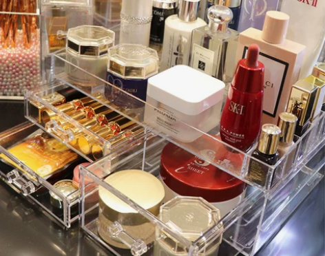 防尘大号透明化妆品收纳盒护肤亚克力宿舍桌面...