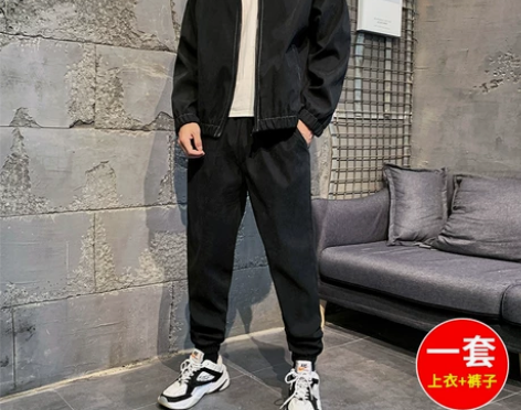 男士春秋季2021年新款休闲运动套装潮牌潮...