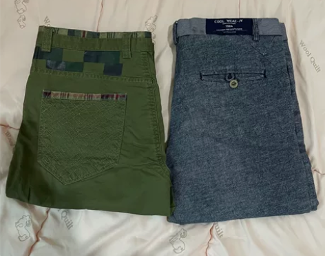 军绿色工装裤+蓝色牛仔裤男，送3件南极人背...