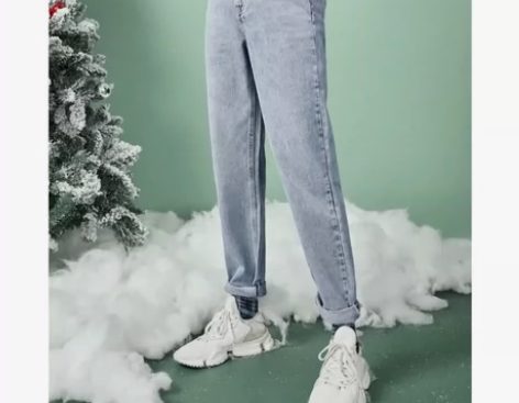 Material Girl高腰牛仔裤女直筒...