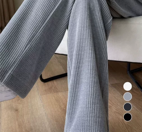 阔腿裤 阔腿裤长裤雪尼尔女秋冬高腰垂感休闲...