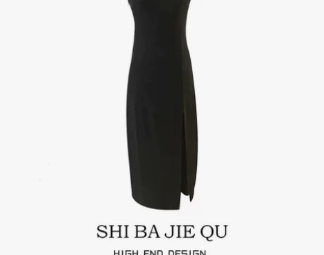 品牌折扣店商场撤回女装清仓黑色吊带连衣裙女...