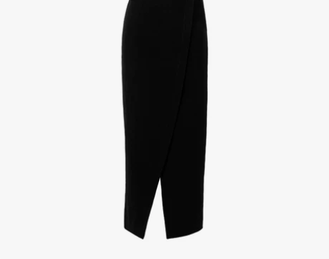 XIAOLI◆哑光醋酸花瓶黑色开叉包臀裙半...