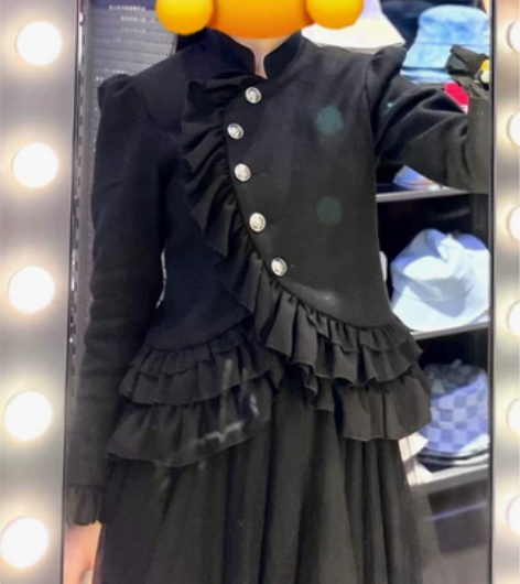 秋季新款时尚复古港风上衣+韩版不规则纱裙裙...