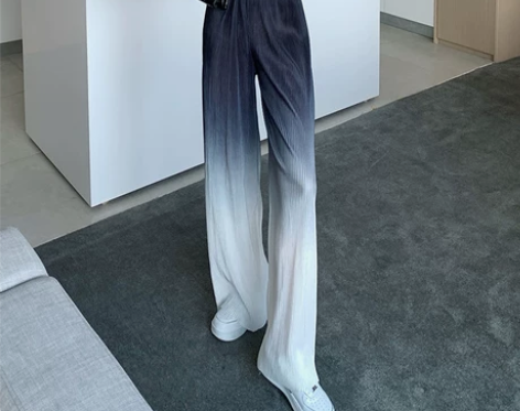 百褶阔腿裤女裤高腰垂感夏季新款宽松休闲裤雪...