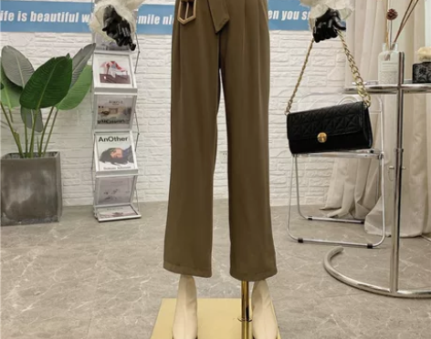 2021春季新款女装高腰显瘦垂感直筒休闲裤...