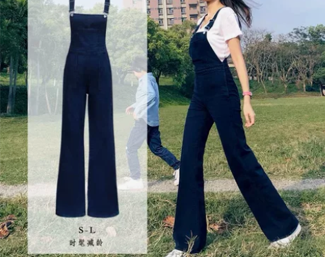 背带牛仔裤 喇叭裤 M码 全新
