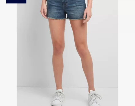 ?Gap女装高腰牛仔短裤女256595 毛...