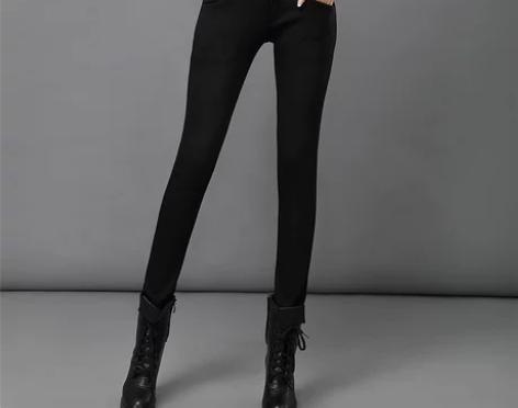 ?LT女裤显瘦时装拉链裤子弹力休闲裤黑色铅...