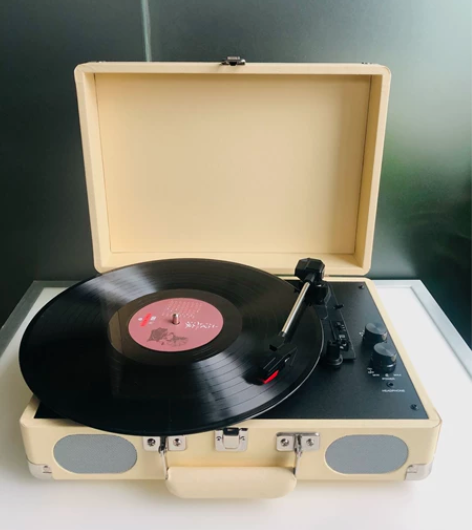 闲置黑胶唱片机便携式皮箱款复古留声机送生日...