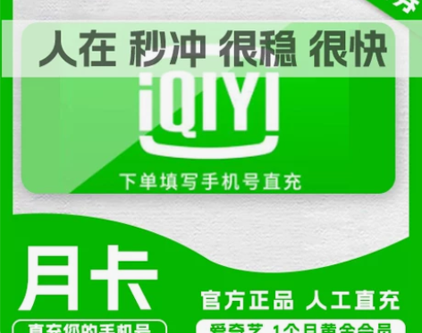 爱奇艺vip月卡爱奇艺黄金会员月卡30天充...