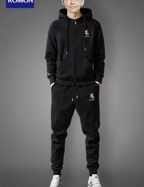 罗蒙运动装 运动套装爸爸服男士开衫连帽外套...