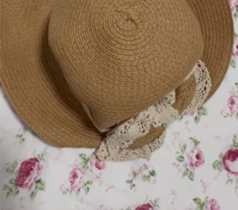 法式田园风草帽礼帽 适合小裙子小碎花 后面...
