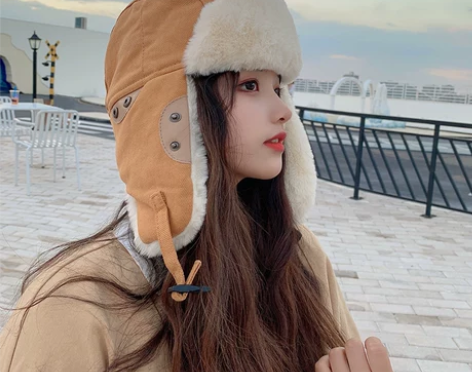 雷锋帽女冬季加厚东北户外防寒帽骑车防寒毛绒...