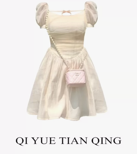 七月天晴误入凡间精灵裙子女夏显瘦甜美泡泡袖...