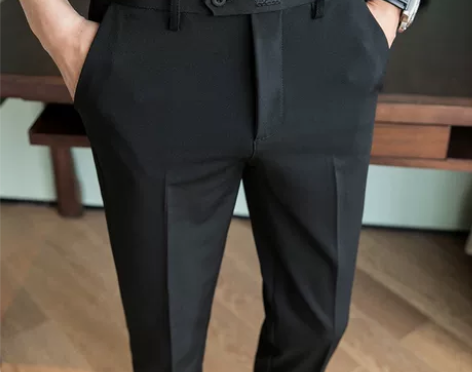 春秋季男士小西裤修身小脚弹力休闲裤加绒坠感...