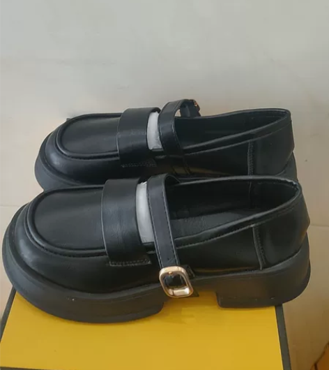 全新真皮36码小皮鞋5厘米厚底无瑕疵标准码...