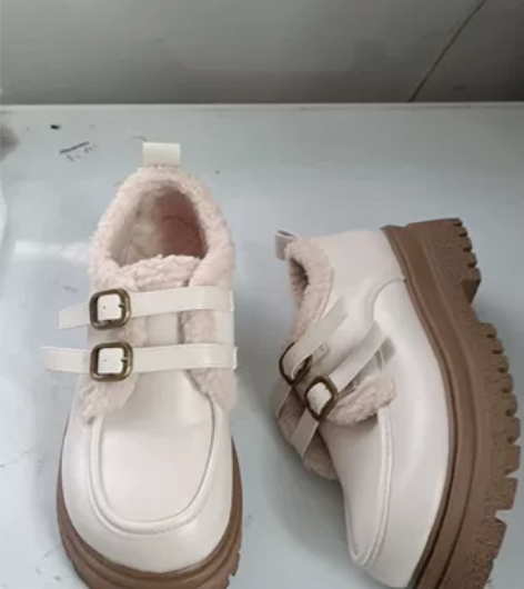 25包邮35码白色加绒小皮鞋jk鞋增高鞋玛丽珍鞋乐福鞋棉鞋豆...