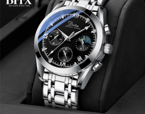 迪塔多功能男士手表夜光防水手表男钢带款学生...