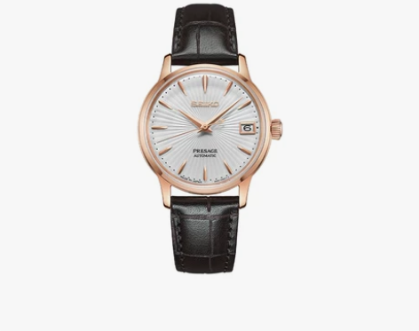 SEIKO精工手表女鸡尾酒玫瑰金表盘机械表...