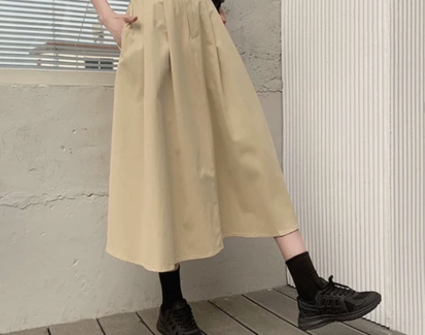 ?工装裙高腰a字裙中长裙白色裙子半身裙夏季...