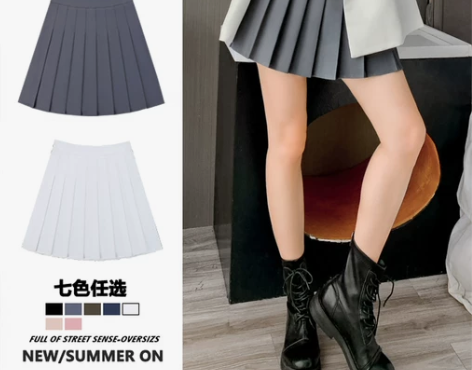 百褶裙 百褶裙短裙黑色毛呢女2022新款秋...