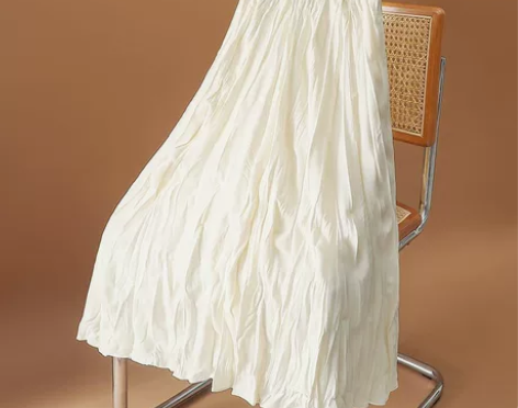 气质伞裙！ 杏色褶皱半身裙女秋冬2023新...