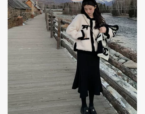 【跨年狂欢】法式黑色高腰羊毛针织鱼尾裙女秋...