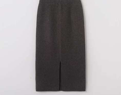 针织半身裙显瘦冬裙厚包臀一步开叉，M码灰色...