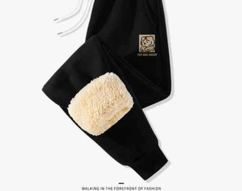 拉夏贝尔加绒运动裤女冬季2022新款加厚卫...