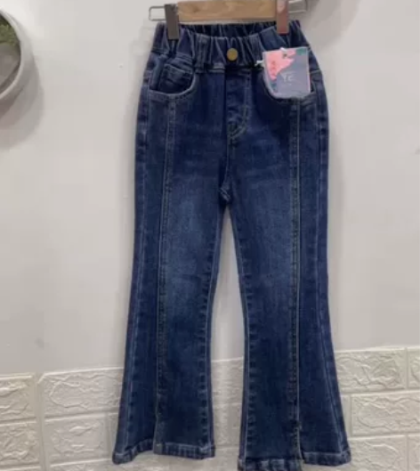实体店清仓!儿童喇叭裤加绒牛仔裤女童裤子2...
