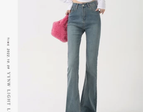 2022新款加绒喇叭裤女高腰显瘦微喇牛仔裤...