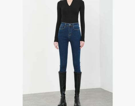 加绒牛仔裤女高腰2022年秋冬新款紧身显瘦...