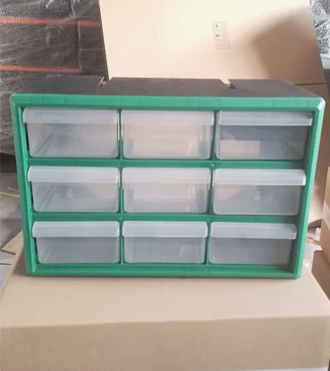 转让几个有划痕的9格零件盒可叠加,颜色有橘...