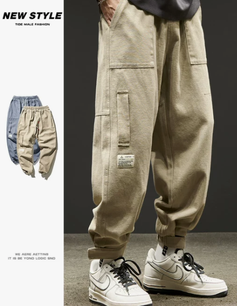 工装裤子男款美式潮牌宽松束脚裤日系男生休闲裤