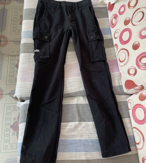 正品万斯工装男裤-裤子纯黑色-无破损掉色现...
