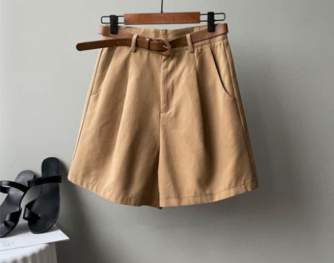 西装短裤女夏季韩版高腰宽阔腿裤小个子休闲工...