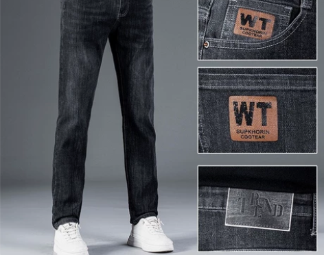 主推爆款牛仔裤男修身弹力印花裤子秋冬潮牌百...