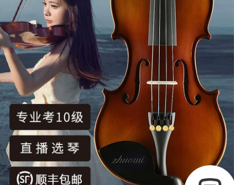 【狂欢价】浩成进口实木小提琴初学者手工专业...