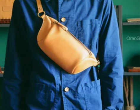 OranGe手工皮具手缝植鞣真头层牛皮胸包...