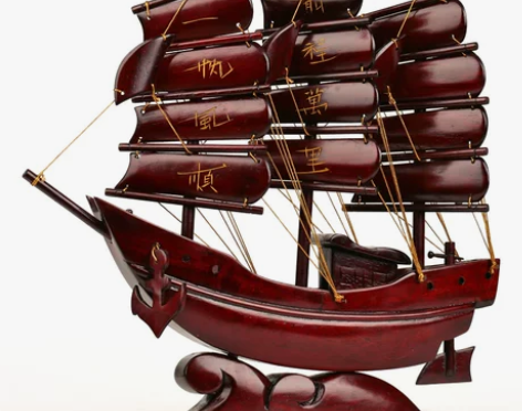 工艺品实木质装饰家居风水摆件帆船官船模型