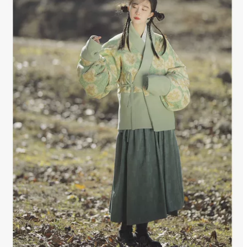 谜阿凰玉山青鸟晋制夹棉上襦垂胡袖秋冬季保暖...