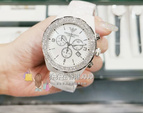 香港代购Armani阿玛尼手表女白色陶瓷三...