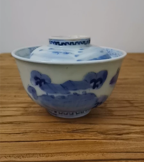 老青花纯手绘盖碗盖杯全品 杯盖自带的一点点...