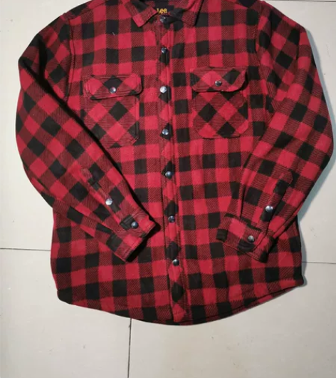 lee全新正品加绒男士秋冬加厚格子衬衫，大...