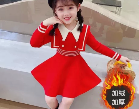 女童秋装连衣裙2022新款儿童学院风裙子翻...