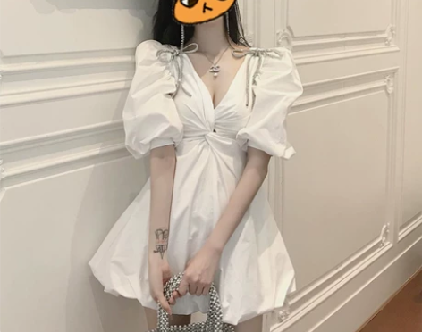 连衣裙法式人鱼姬白色裙子性感气质轻熟风显瘦...