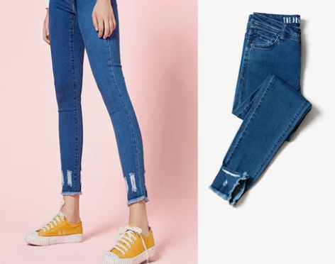 森马牛仔裤女春秋2018新款紧身裤韩版磨毛...